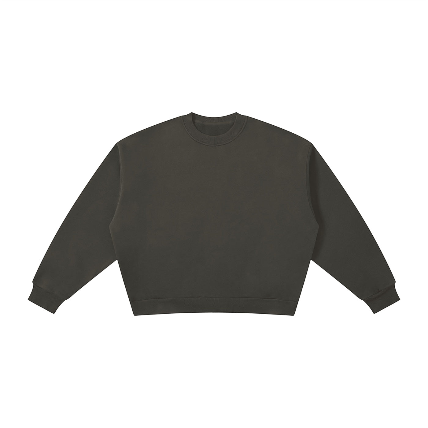 Anointed Garments unisex boxy fleece crewneck sweatshirt in dark grey with a drop shoulder and cropped fit.