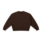 Anointed Garments brown boxy fleece crewneck sweatshirt with drop shoulders and a thick cotton blend fabric.