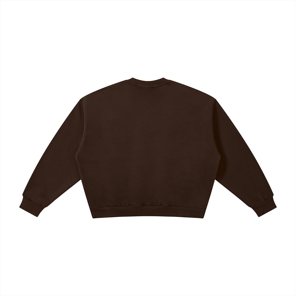 Anointed Garments Essential crewneck sweatshirt in dark brown with a relaxed fit, ribbed cuffs, and hem.