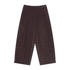 Anointed Garments unisex brown plaid wide leg pants with a comfortable elastic waistband in a casual cotton blend.