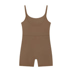 Anointed Garments brown sleeveless one-piece bodysuit romper with a scoop neckline and form-fitting silhouette.