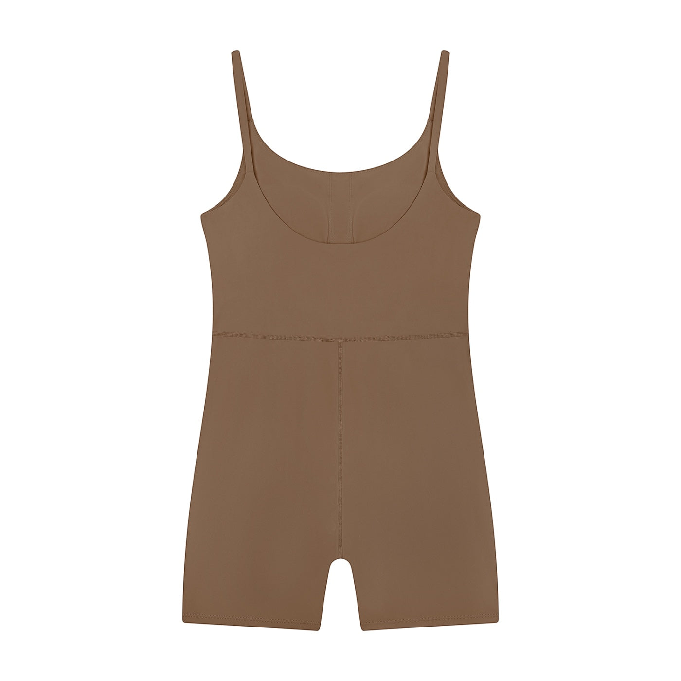 Anointed Garments brown sleeveless one-piece bodysuit romper with a scoop neckline and form-fitting silhouette.