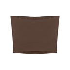 Anointed Garments brown strapless tube top in a stretchy nylon-spandex blend with a seamless bodycon fit.