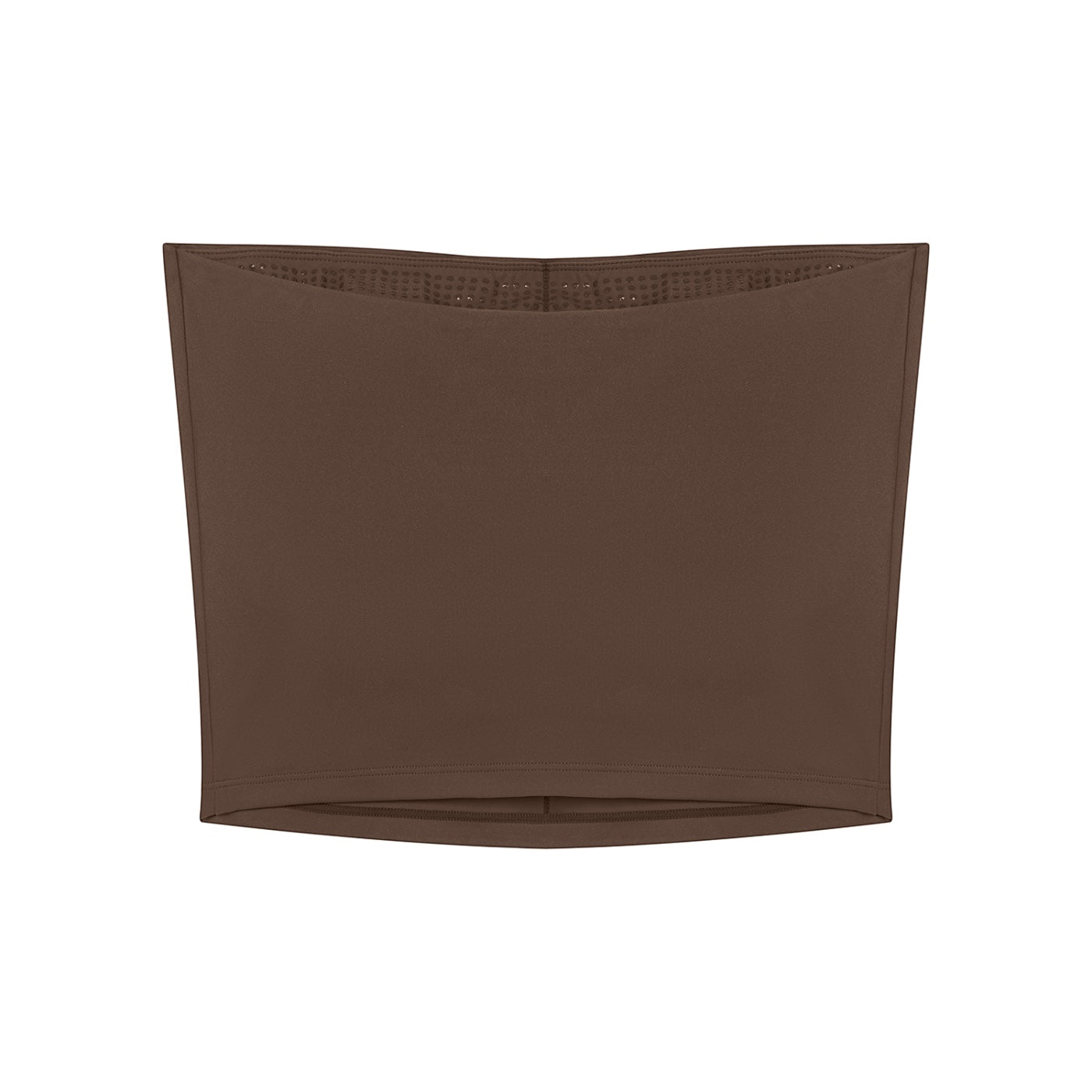 Anointed Garments brown strapless tube top in a stretchy nylon-spandex blend with a seamless bodycon fit.