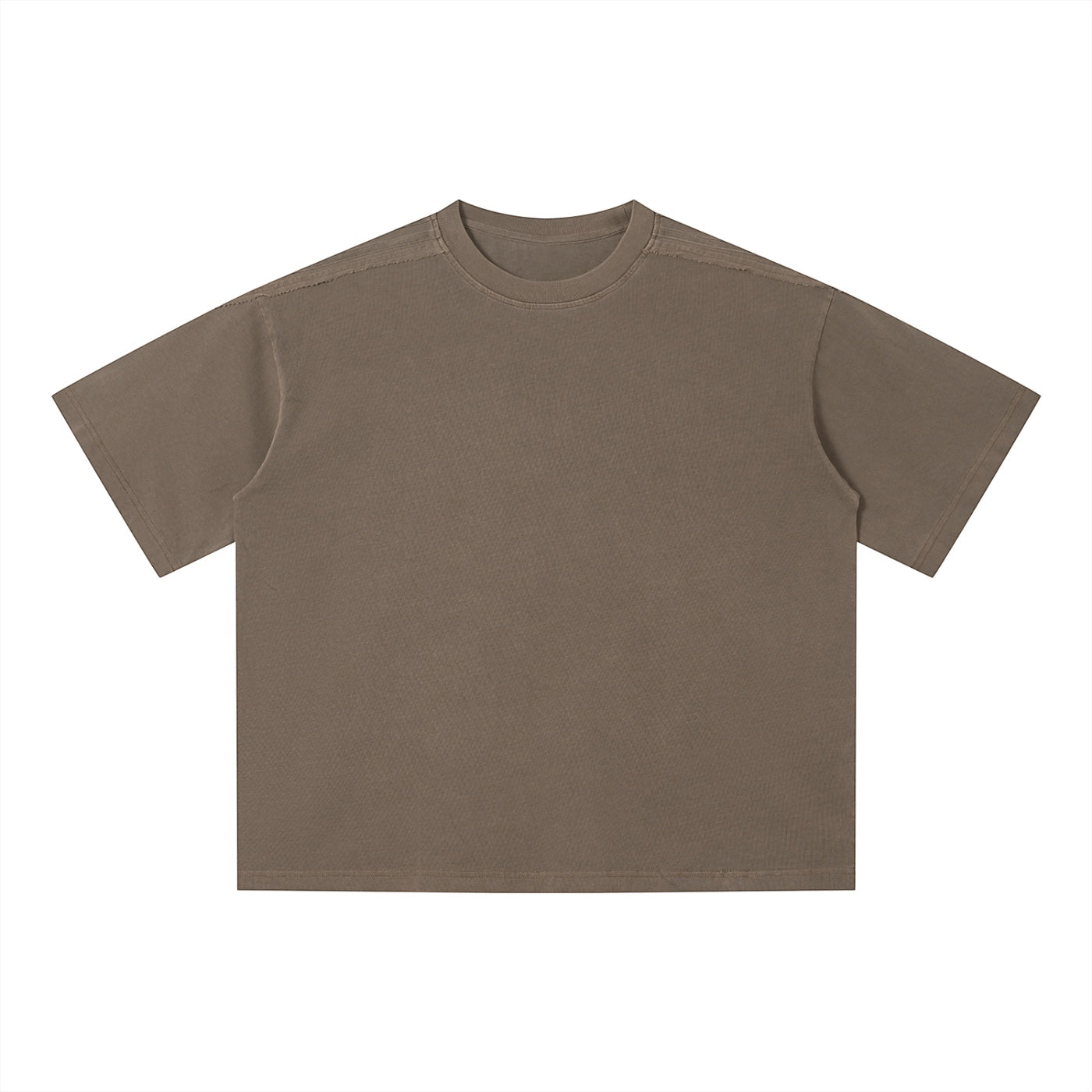 Anointed Garments unisex vintage wash boxy t-shirt in brown cotton with a drop shoulder and round neck design.