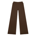 Anointed Garments high waisted wide leg lounge pants in dark brown buttery-soft nylon spandex fabric.