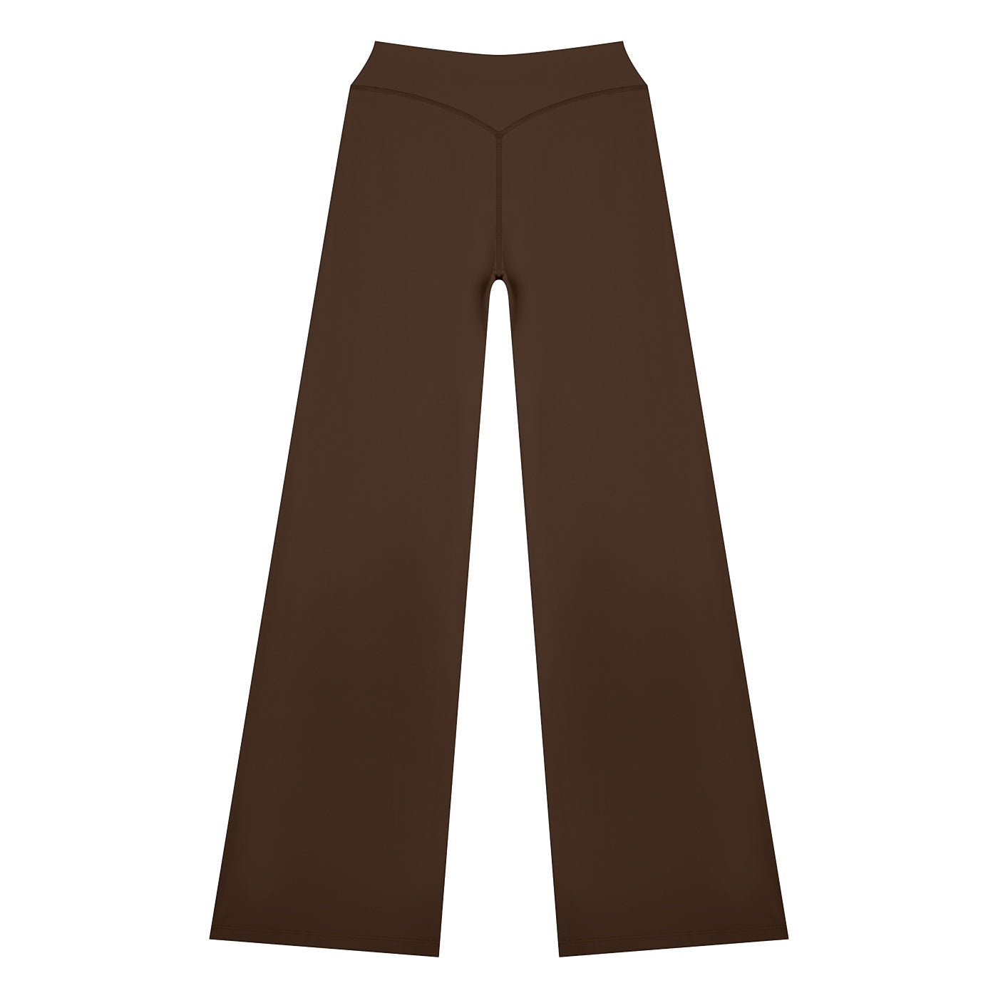 Anointed Garments high waisted wide leg lounge pants in dark brown buttery-soft nylon spandex fabric.