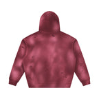Anointed Garments distressed pullover hoodie in deep burgundy with a vintage washed finish and raw ripped details