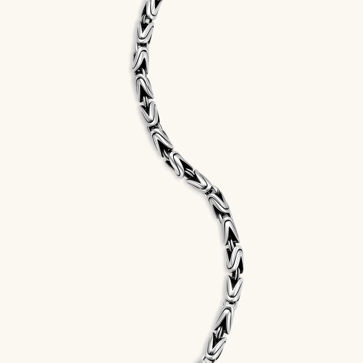 Anointed Garments King Byzantine necklace featuring thick interlocking links with an antique silver-plated finish.