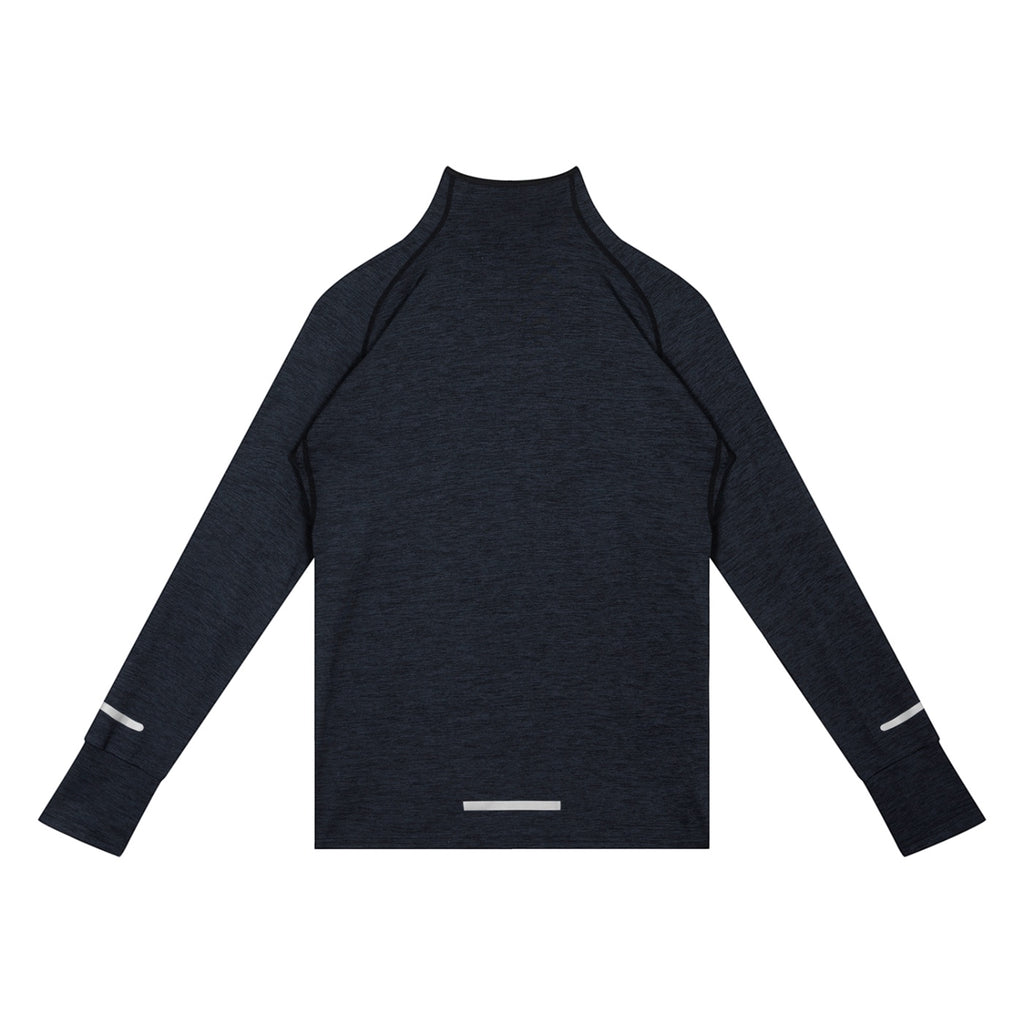 Anointed Garments charcoal heathered men's athletic quarter-zip pullover with long raglan sleeves and reflective details.
