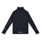 Anointed Garments charcoal heathered men's athletic quarter-zip pullover with long raglan sleeves and reflective details.