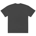 Back view of a charcoal grey Anointed Garments short sleeve t-shirt in a boxy, oversized fit made of heavy cotton.