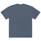 Back view of an Anointed Garments charcoal grey oversized cotton t-shirt with a boxy fit and dropped shoulders.