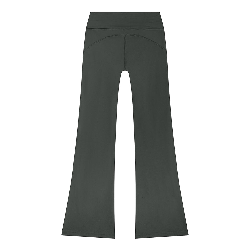 Anointed Garments women's charcoal grey high-rise flare leg lounge pants in soft nylon spandex blend