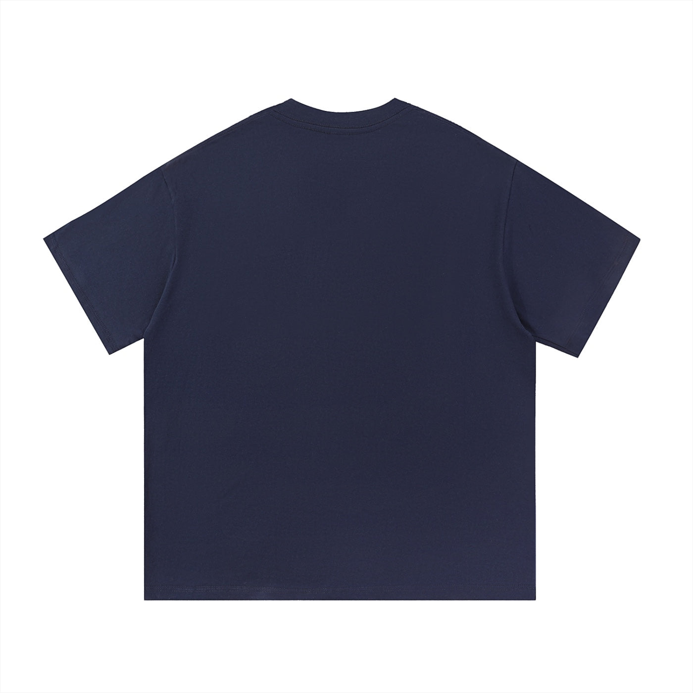Anointed Garments plain dark charcoal gray cotton t-shirt, back view of a minimalist short-sleeve crew neck tee.