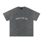 Anointed Garments Pray For Me graphic t-shirt in charcoal grey mineral-wash cotton with a relaxed fit.