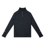 Anointed Garments charcoal heathered men's performance quarter-zip pullover with thumbholes and reflective details.