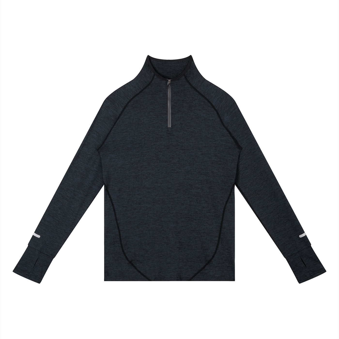 Anointed Garments men's charcoal grey quarter-zip long sleeve training shirt with raglan sleeves and thumbholes.