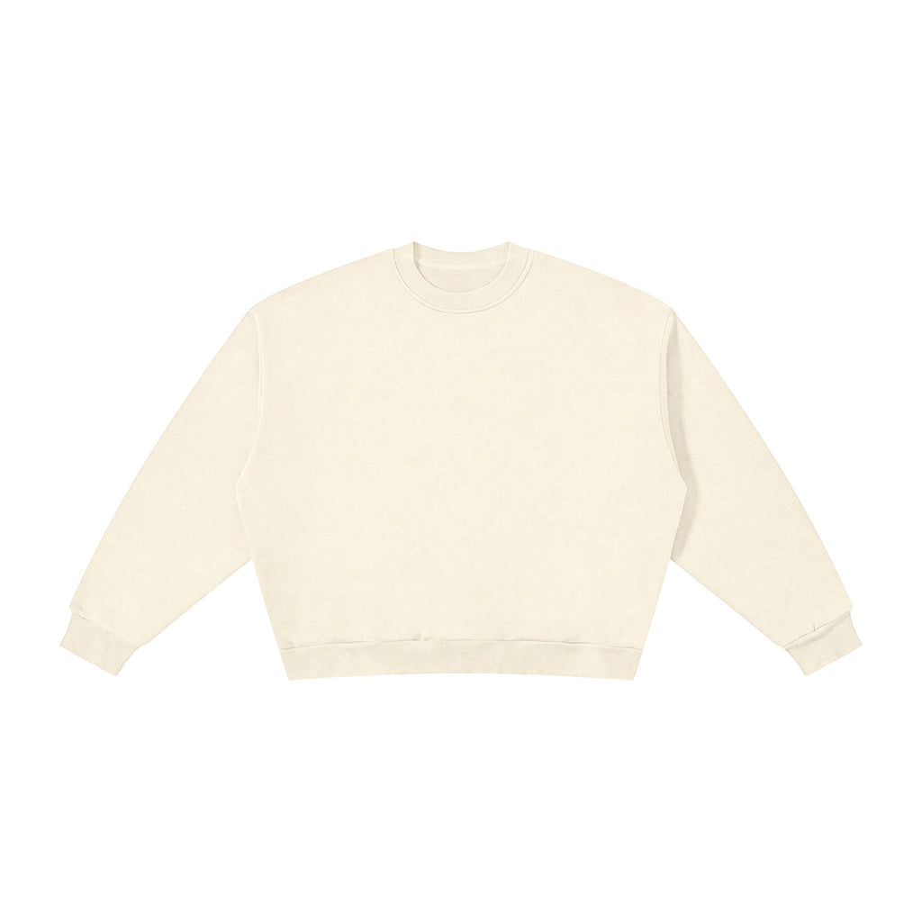 Anointed Garments boxy fleece crewneck sweatshirt in cream with a drop shoulder and oversized fit.