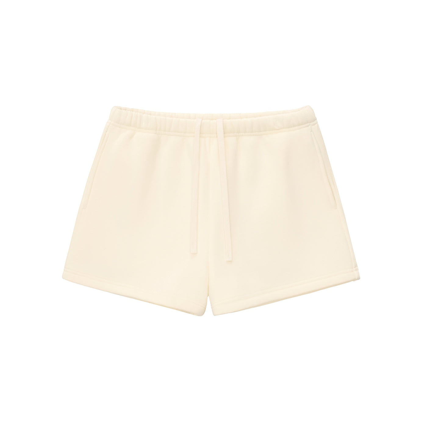 Anointed Garments cream fleece lounge shorts with an elasticated waistband and drawstring for a comfortable fit.