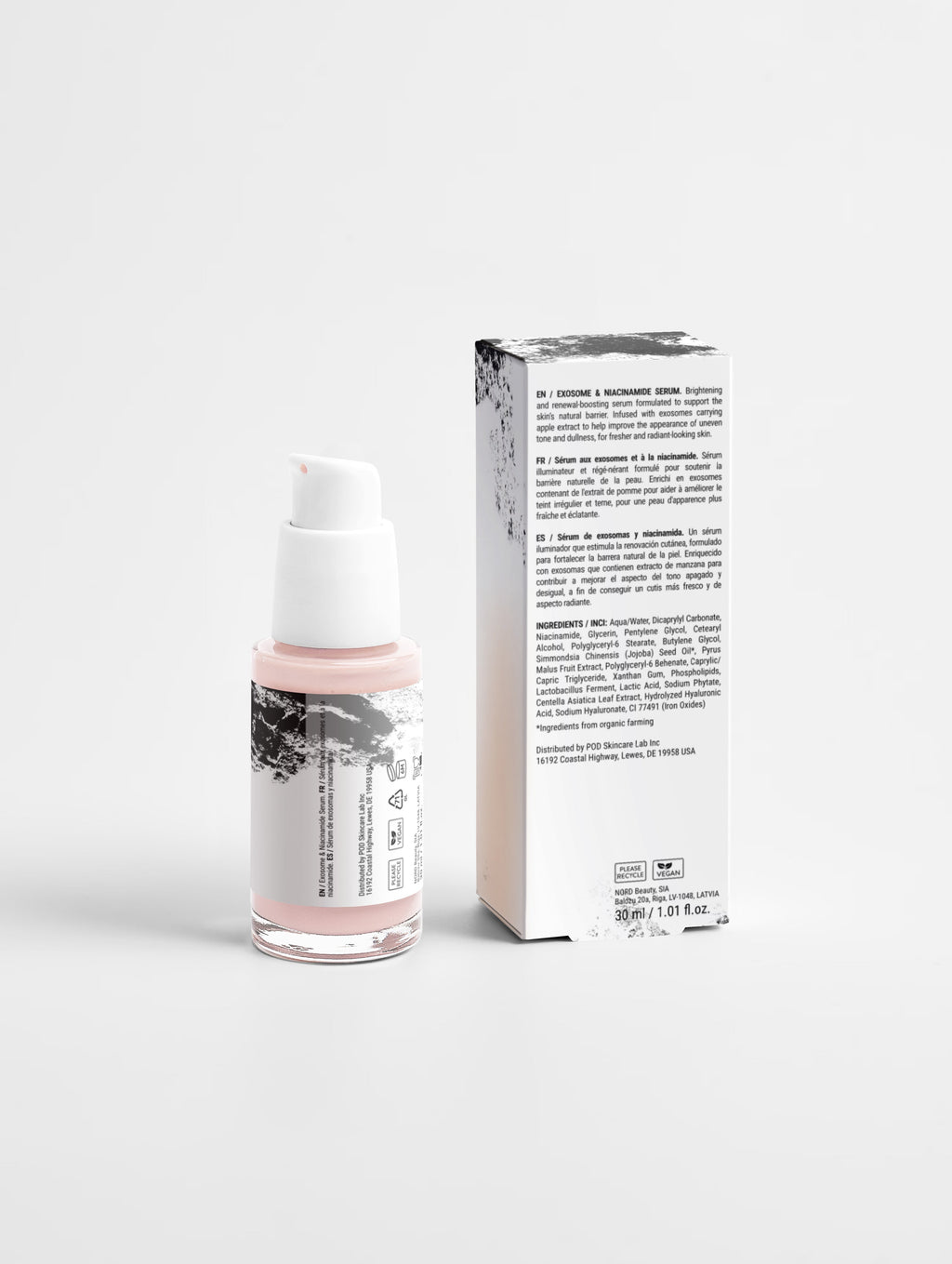 Anointed Garments Exosome & Niacinamide Serum bottle and box, a fragrance-free vegan facial treatment for all skin types
