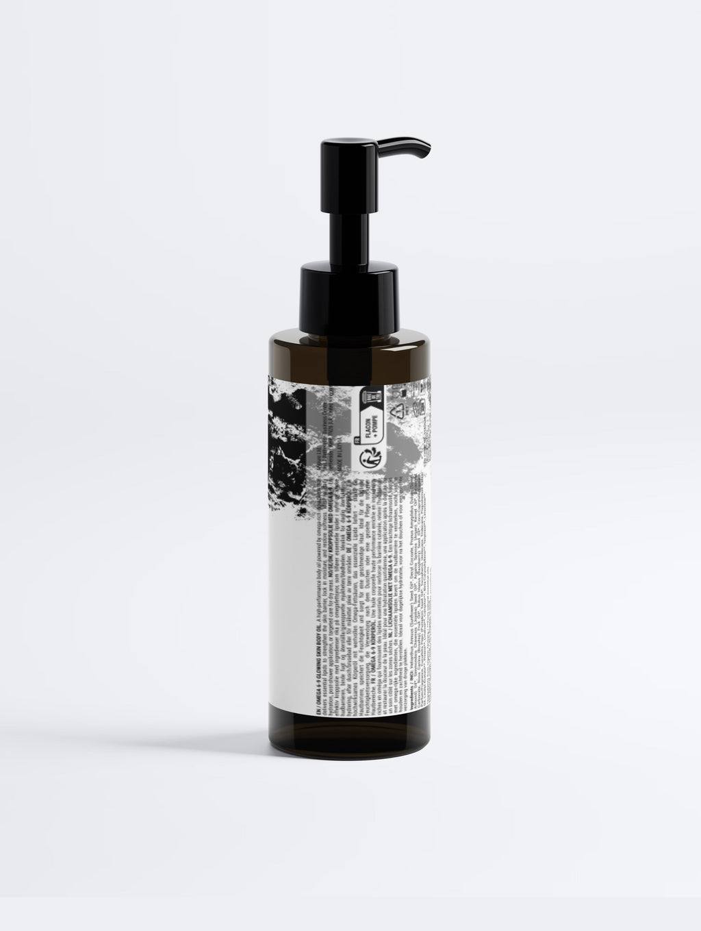 Anointed Garments Anointed Skin Omega 6-9 Glowing Skin Body Oil in a dark amber bottle with a black pump dispenser.