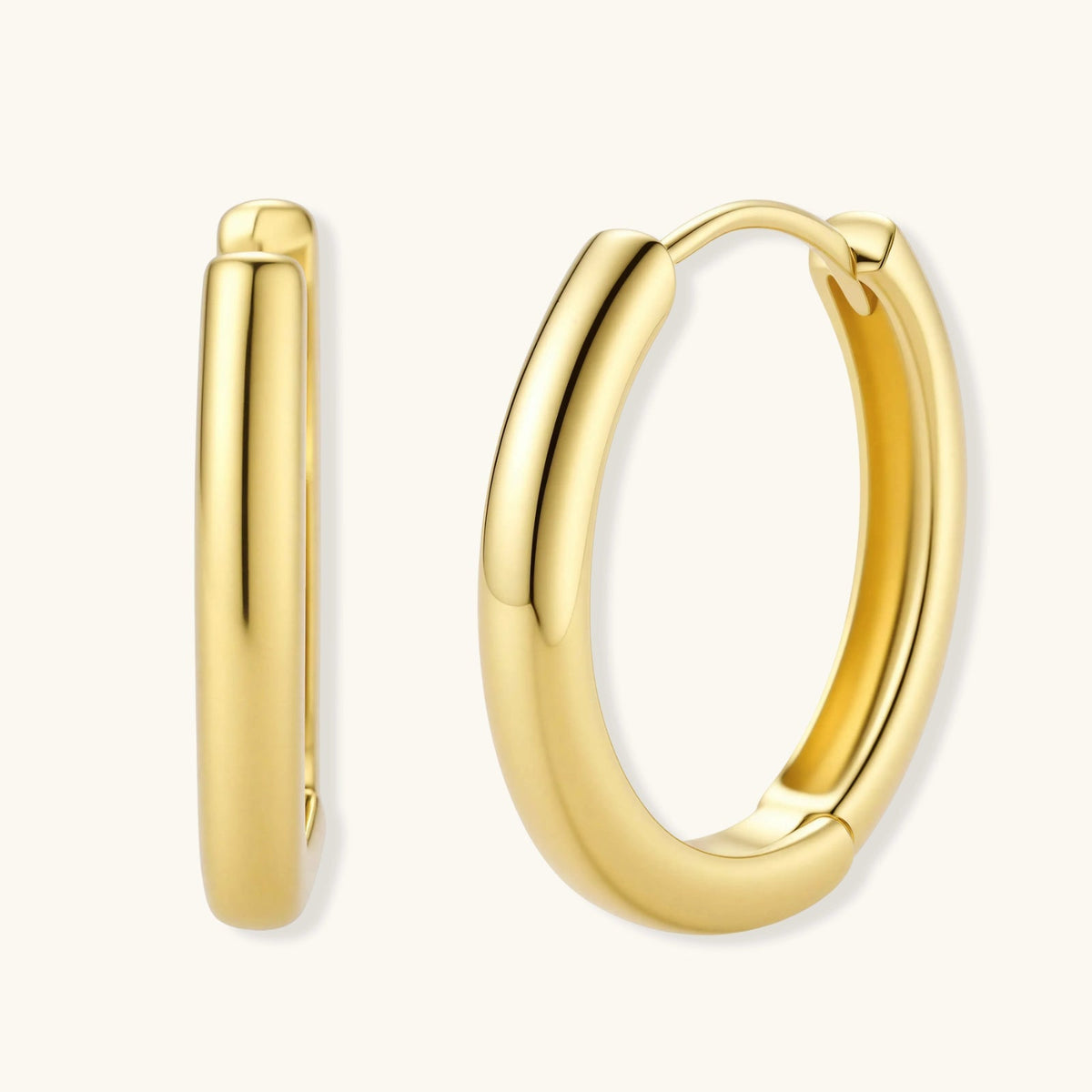 Anointed Garments 14K gold-plated 925 sterling silver hoop earrings with a polished 19 mm circular design.