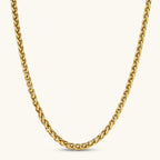 Anointed Garments 18K gold-plated stainless steel wheat chain necklace featuring a polished woven link design.