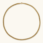 Anointed Garments 18K gold-plated stainless steel wheat chain necklace with a polished woven link design.