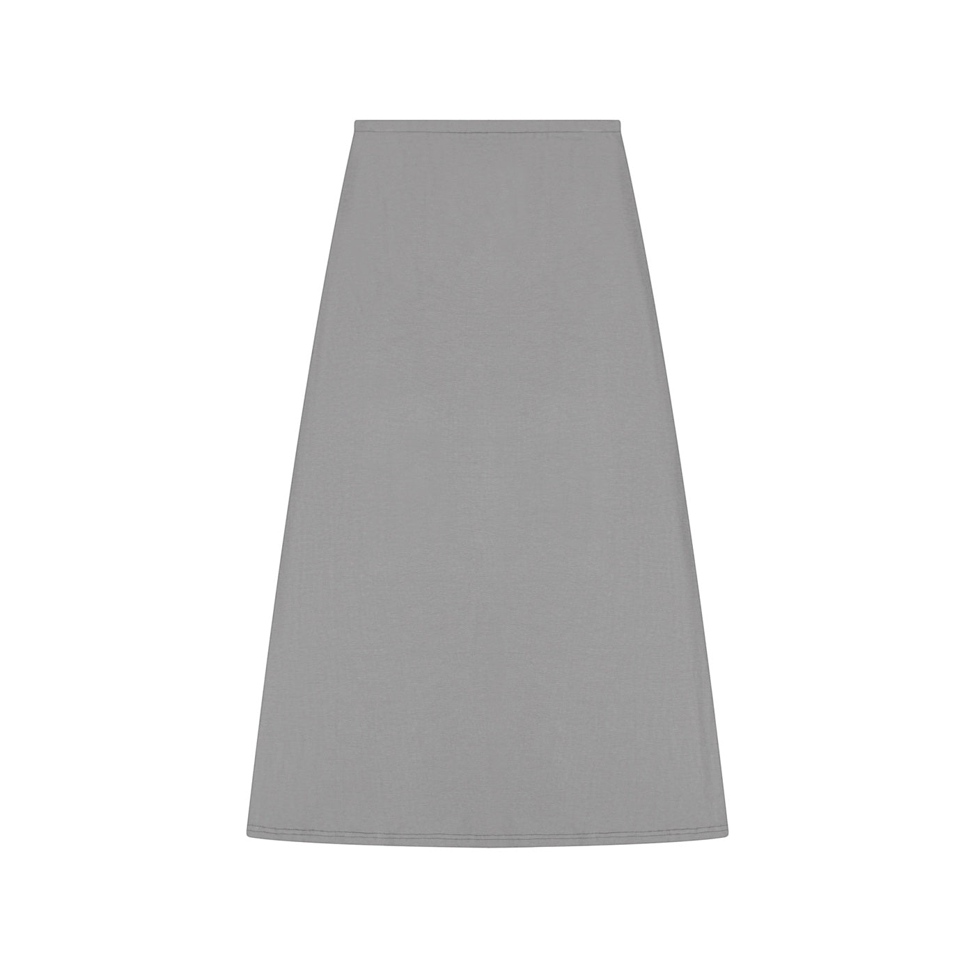 Anointed Garments grey A-line midi skirt in soft-touch rayon blend fabric with a minimalist design.