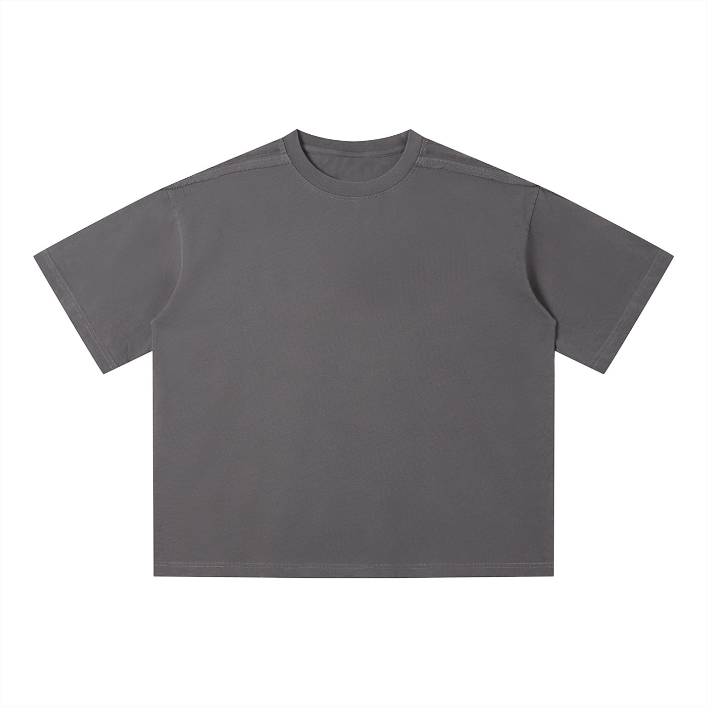 Anointed Garments unisex vintage wash boxy t-shirt in dark grey cotton with a drop shoulder and round neck design.