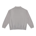Back view of Anointed Garments grey washed cotton long sleeve collared pullover sweatshirt with ribbed hem and cuffs.