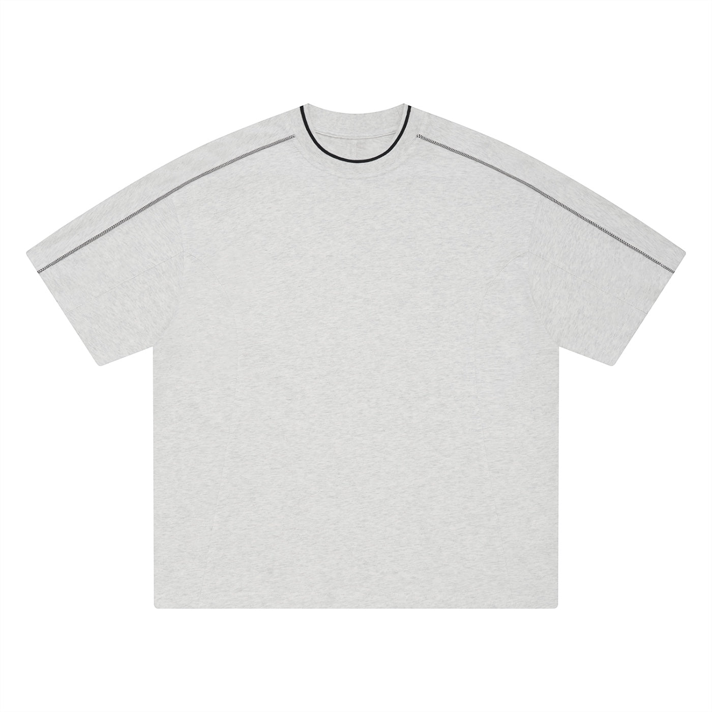 Anointed Garments premium grey cotton crewneck t-shirt with contrast piping on shoulders and neckline.