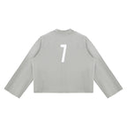 Anointed Garments grey cropped crewneck sweatshirt featuring a white number 7 graphic on the back