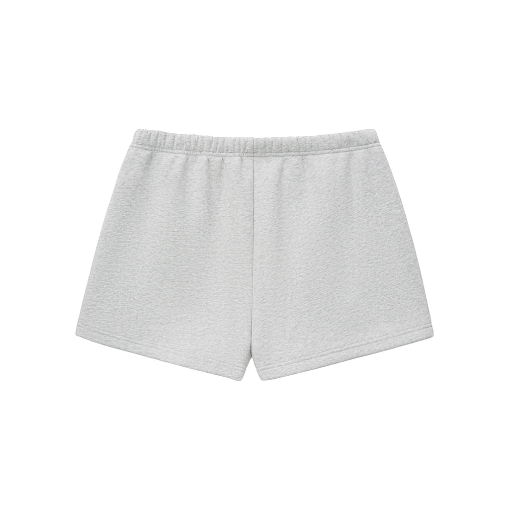 Anointed Garments light grey fleece lounge shorts with an elasticated waistband, shown from the back view.