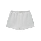 Anointed Garments light grey fleece lounge shorts with an elasticated waistband, shown from the back view.