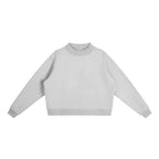 Anointed Garments grey oversized cropped fleece sweatshirt with a mock-neck and drop shoulder design.