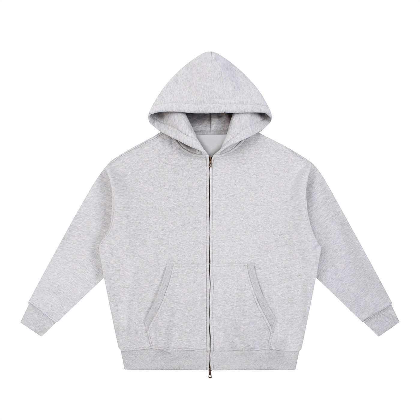 Anointed Garments grey oversized fleece zip-up hoodie with drop shoulders and front pockets
