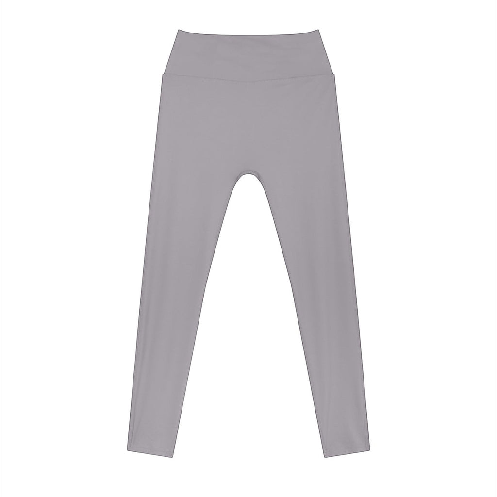Anointed Garments women's high-rise ankle-length leggings in solid grey polyester-spandex blend for yoga and gym.