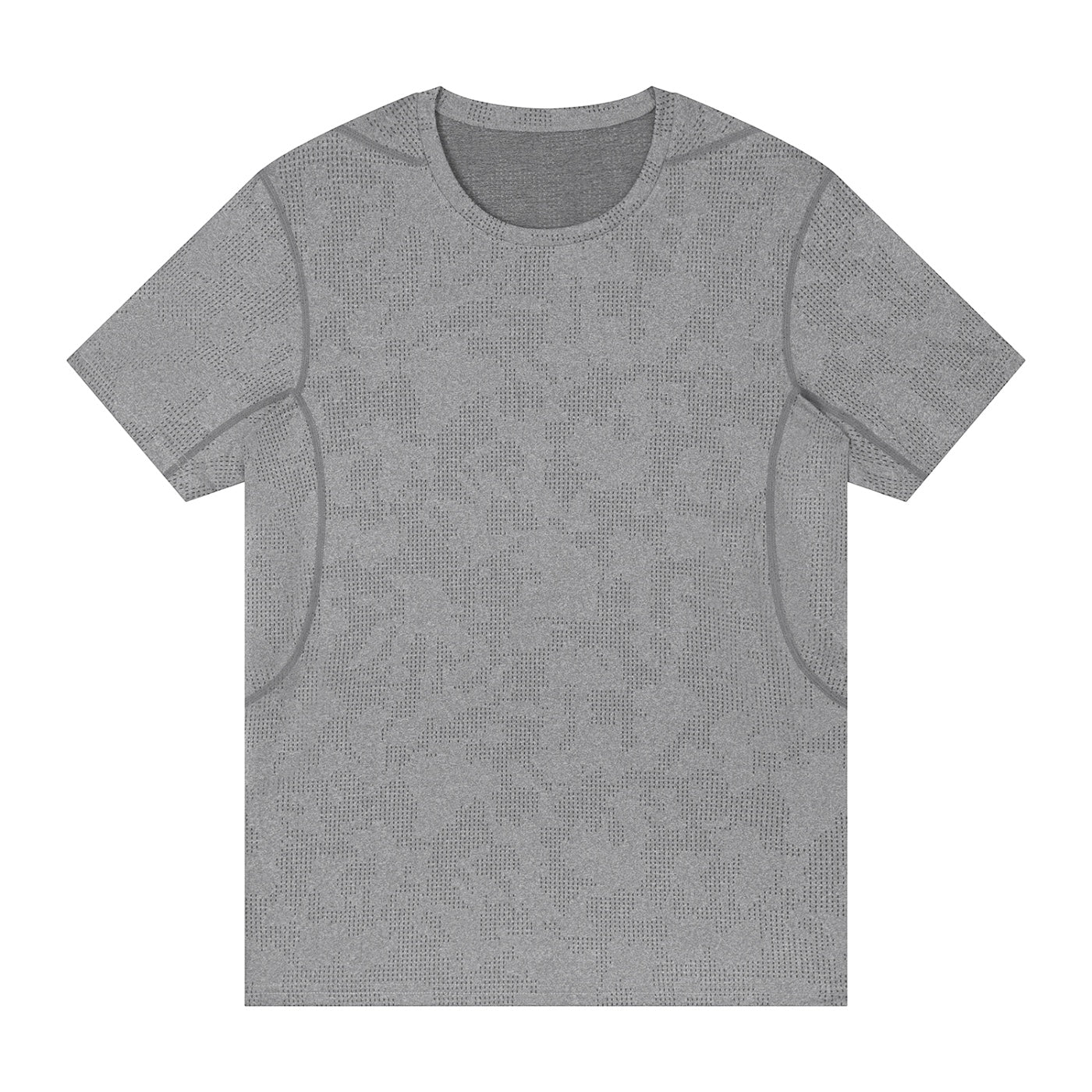 Anointed Garments grey performance crew neck t-shirt with moisture-wicking textured fabric for athletic training.