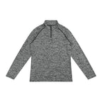 Anointed Garments men's grey heathered performance quarter-zip long sleeve shirt with raglan sleeves.