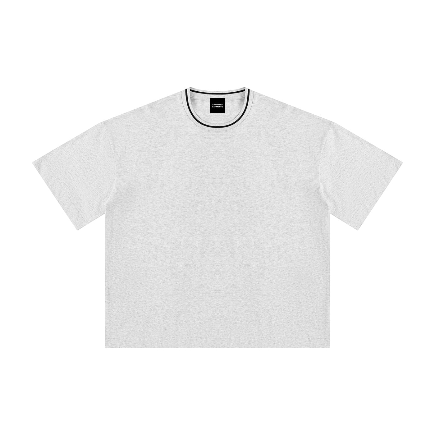 Anointed Garments premium heavyweight grey cotton crewneck t-shirt with a relaxed oversized fit and contrast collar.