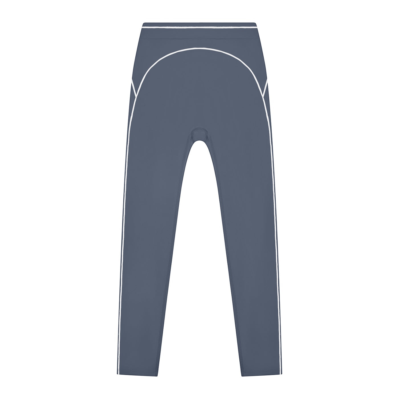 Anointed Garments women's high-rise blue leggings with white topstitching detail for gym and casual wear.