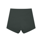 Anointed Garments dark grey high-waisted athletic yoga shorts in moisture-wicking nylon spandex blend