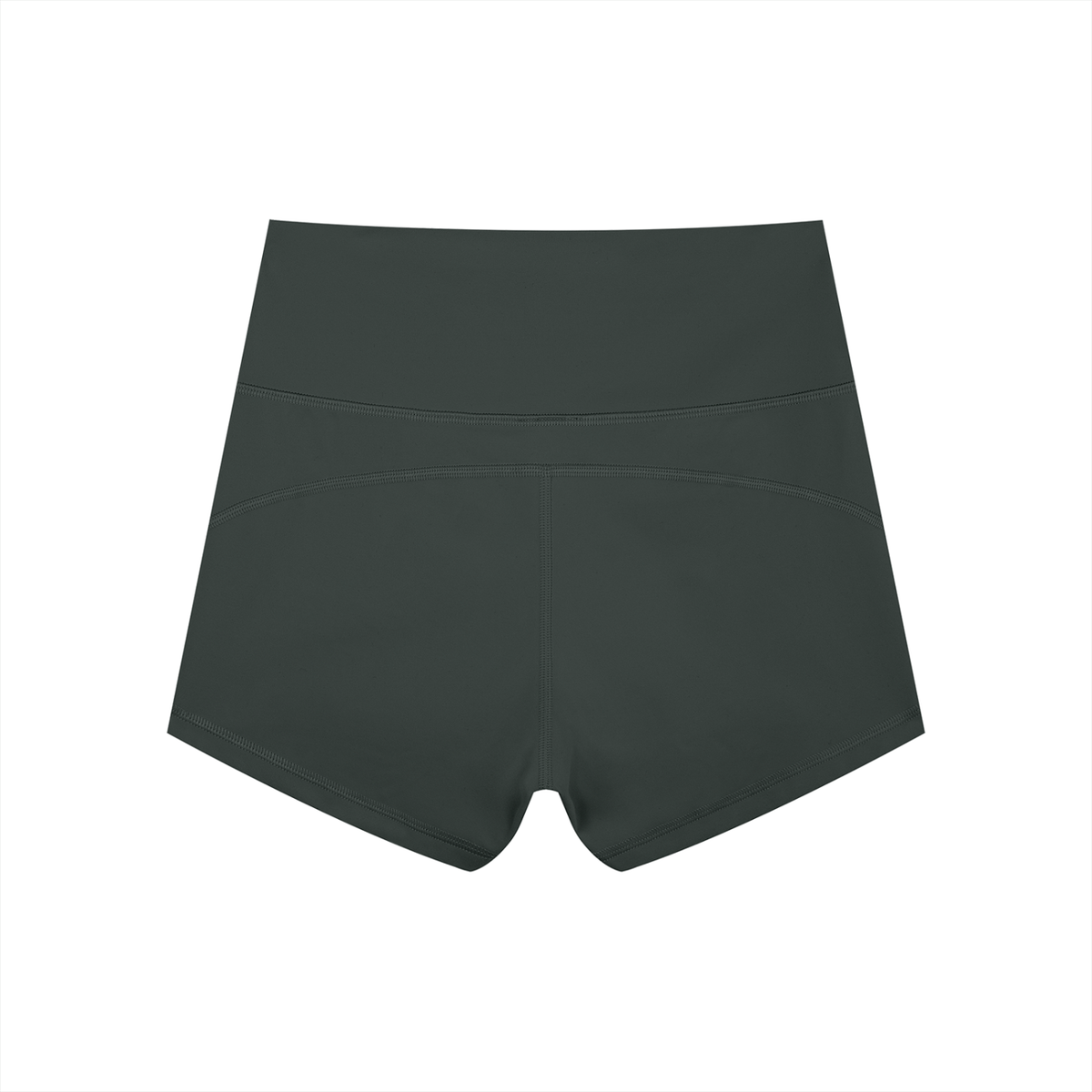 Anointed Garments dark grey high-waisted athletic yoga shorts in moisture-wicking nylon spandex blend