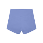 Anointed Garments high-waisted athletic performance shorts in periwinkle blue moisture-wicking nylon spandex fabric