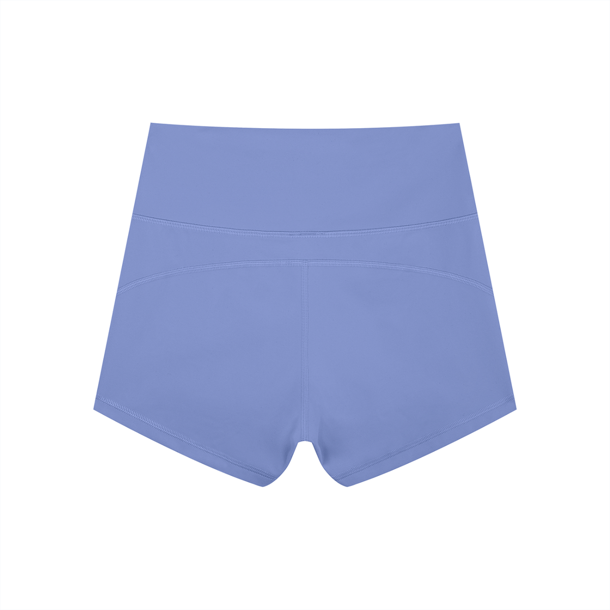 Anointed Garments high-waisted athletic performance shorts in periwinkle blue moisture-wicking nylon spandex fabric