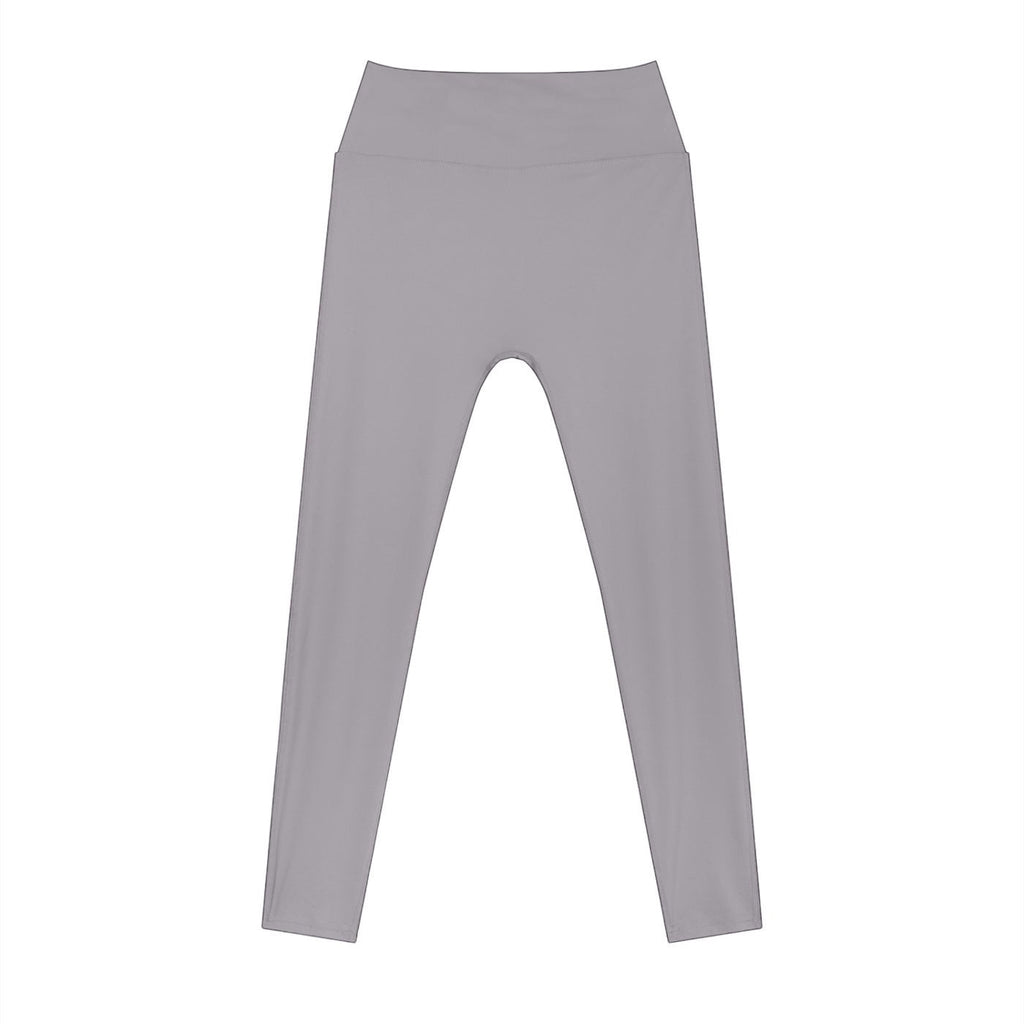 Anointed Garments high-waisted grey athletic leggings made from moisture-wicking, four-way stretch performance fabric.