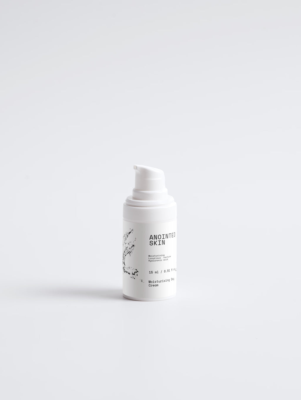 Anointed Garments Anointed Skin Hyaluronic Dew Cream in a white pump bottle for deep hydration and a dewy finish.