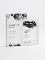Anointed Garments Anointed Skin anti-fatigue hydrogel eye patches in white packaging with black abstract design